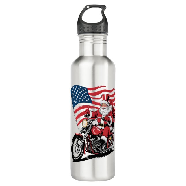 Patriotic Uncle Sam Motorcycle 710 Ml Water Bottle (Front)