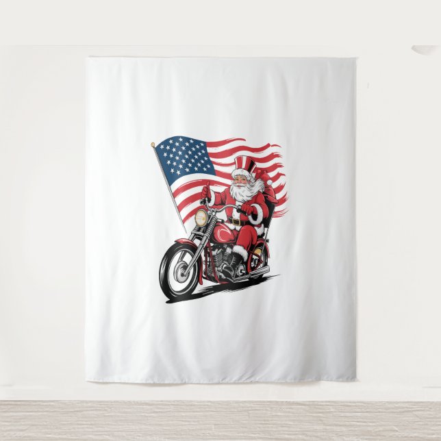 Patriotic Uncle Sam Motorcycle Tapestry (Front)