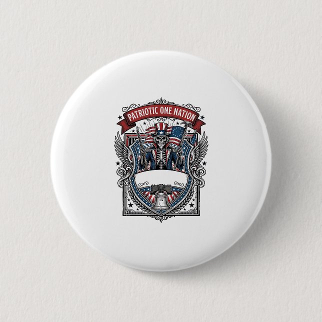 Patriotic Uncle Sam Skeleton Dark Patriot Skeleton 6 Cm Round Badge (Front)