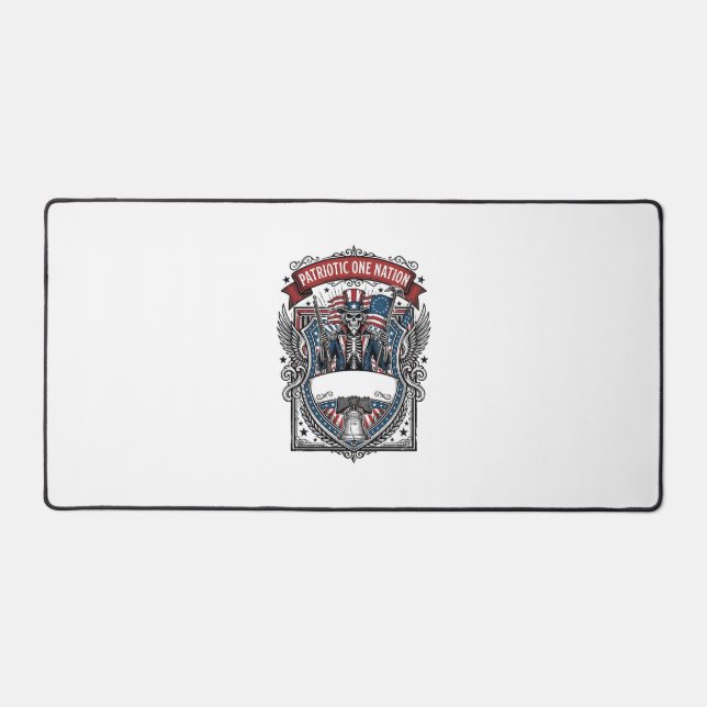 Patriotic Uncle Sam Skeleton Dark Patriot Skeleton Desk Mat (Front)