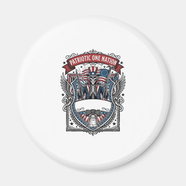 Patriotic Uncle Sam Skeleton Dark Patriot Skeleton Magnet (Front)