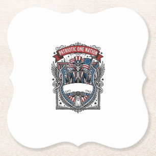 Patriotic Uncle Sam Skeleton Dark Patriot Skeleton Paper Coaster