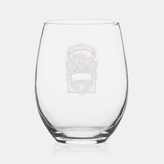 Patriotic Uncle Sam Skeleton Dark Patriot Skeleton Stemless Wine Glass (Front)