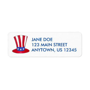 Patriotic Uncle Sam Stars Stripes Top Hat Labels