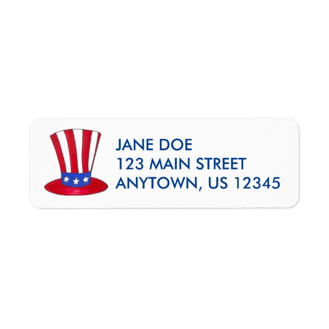 Patriotic Uncle Sam Stars Stripes Top Hat Labels (Front)