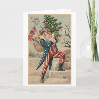 Patriotic Uncle Sam Vintage Christmas Card