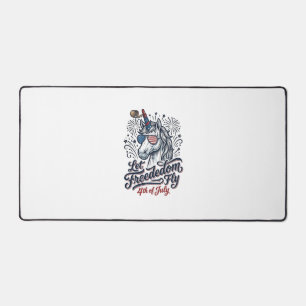 Patriotic Unicorn 4th of July Freedom Fly Shirt_1 Desk Mat