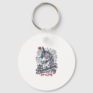 Patriotic Unicorn 4th of July Freedom Fly Shirt_1 Key Ring