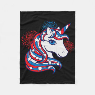 Patriotic Unicorn 4th Of July Shirt For Girls Amer Fleece Blanket