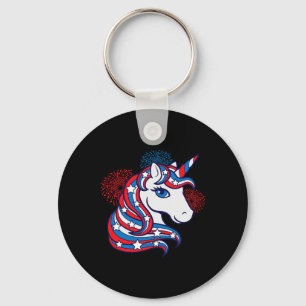 Patriotic Unicorn 4th Of July Shirt For Girls Amer Key Ring