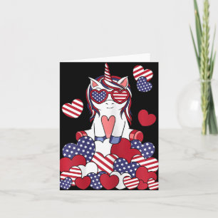 Patriotic Unicorn 4th Of July Usa American Flag Gi Card