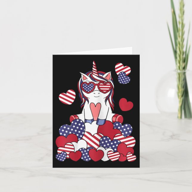 Patriotic Unicorn 4th Of July Usa American Flag Gi Card (Front)
