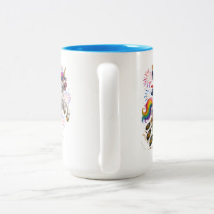 Patriotic Unicorn Fireworks Freedom Two-Tone Coffee Mug