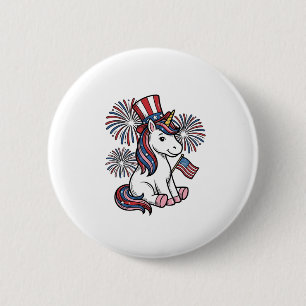 Patriotic Unicorn Fireworks Shirt Design_1 6 Cm Round Badge