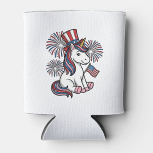 Patriotic Unicorn Fireworks Shirt Design_1 Can Cooler