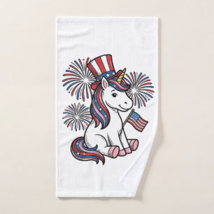 Patriotic Unicorn Fireworks Shirt Design_1 Hand Towel