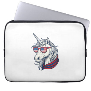 Patriotic Unicorn Flag Sunglasses Vintage Vector_1 Laptop Sleeve