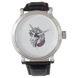 Patriotic Unicorn Flag Sunglasses Vintage Vector_1 Watch
