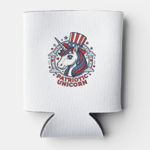 Patriotic Unicorn Vintage Engraving Graphic_1 Can Cooler
