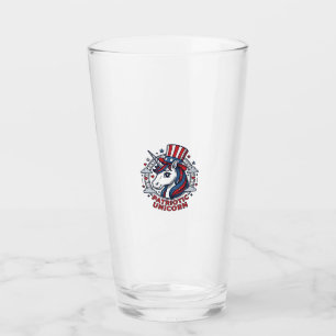 Patriotic Unicorn Vintage Engraving Graphic_1 Glass