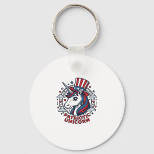 Patriotic Unicorn Vintage Engraving Graphic_1 Key Ring