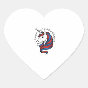 Patriotic Unicorn Vintage Engraving Vector Design_ Heart Sticker