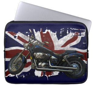 Patriotic Union Jack UK Union Flag & Motorcycle Laptop Sleeve