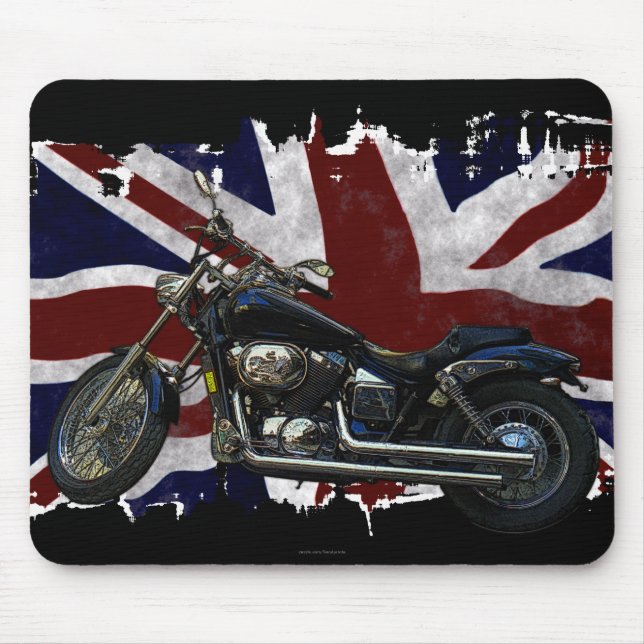 Patriotic Union Jack, UK Union Flag, Motorcycle Mouse Pad (Front)