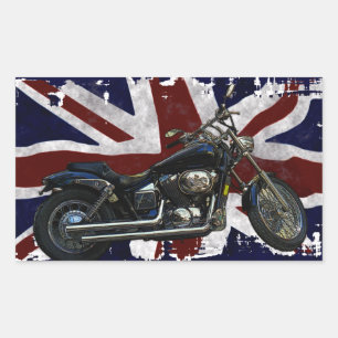 Patriotic Union Jack, UK Union Flag, Motorcycle Rectangular Sticker
