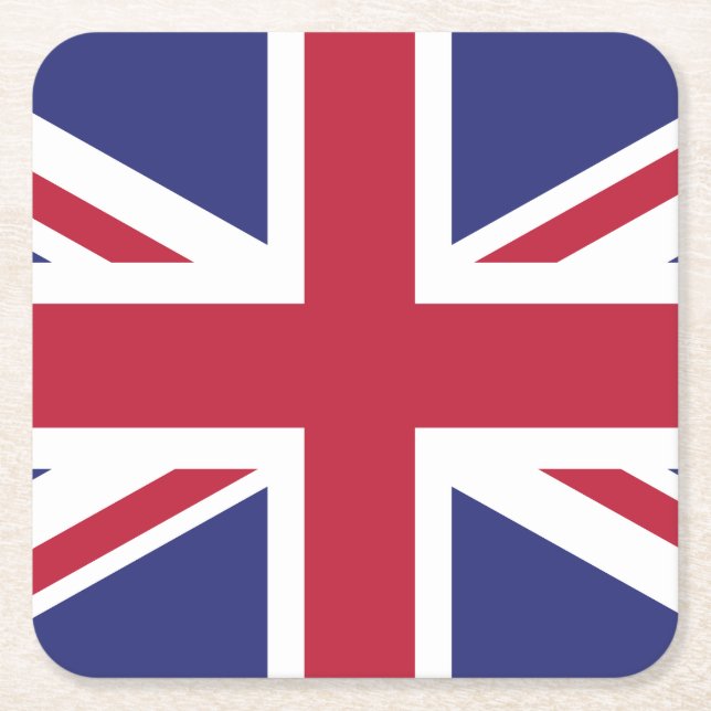 Patriotic United Kingdom Flag Square Paper Coaster (Front)