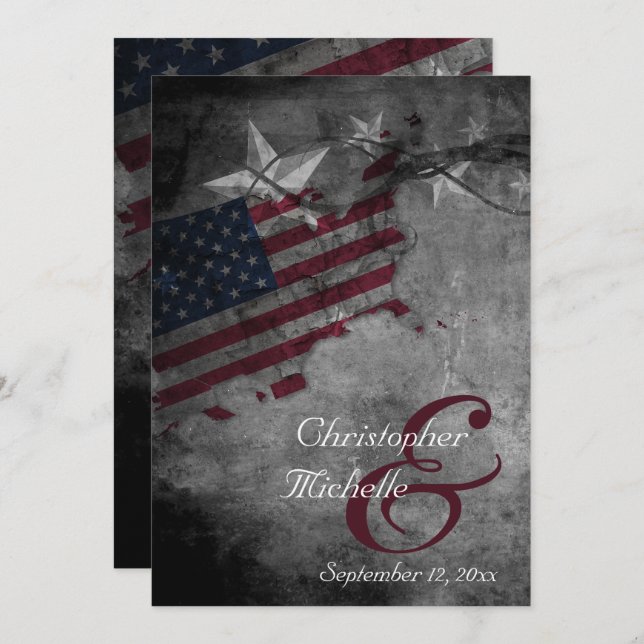 Patriotic United States American Flag Wedding Invitation (Front/Back)