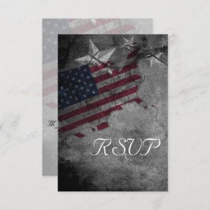 Patriotic United States American Flag Wedding RSVP Card