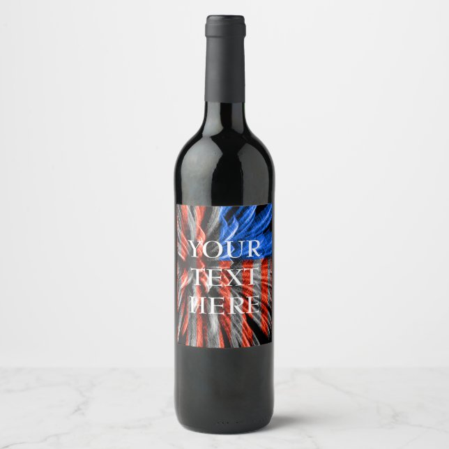 Patriotic United States Flag Wine Label (Front)