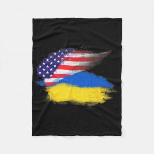 Patriotic United States Usa Ukraine American Ukrai Fleece Blanket