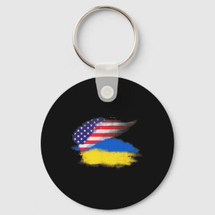 Patriotic United States Usa Ukraine American Ukrai Key Ring