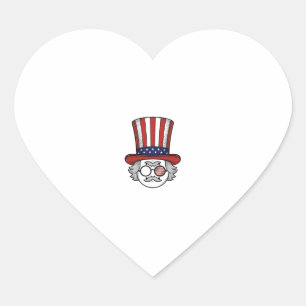 Patriotic Upside Down Top Hat Cartoon Face Vintage Heart Sticker