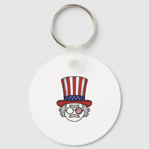 Patriotic Upside Down Top Hat Cartoon Face Vintage Key Ring