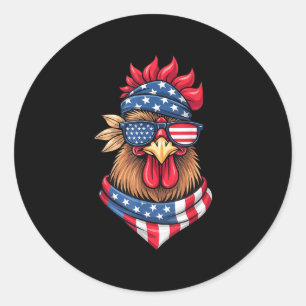 Patriotic Us America Flag Chicken Sungles 4th Of J Classic Round Sticker