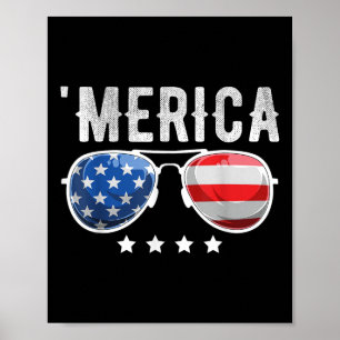 Patriotic Us America Flag Sungles 4th Of July Meri Poster