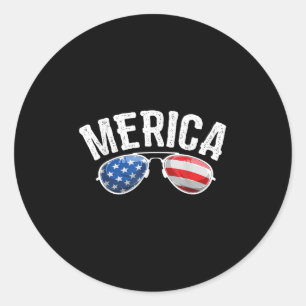Patriotic Us America Flag Sungles Merica 4th Of Ju Classic Round Sticker