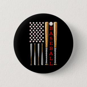 Patriotic Us American Baseball Flag - Vintage Base 6 Cm Round Badge