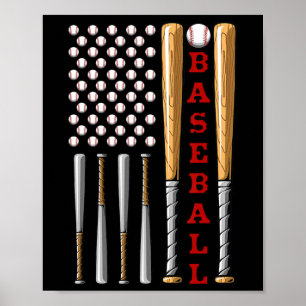 Patriotic Us American Baseball Flag - Vintage Base Poster