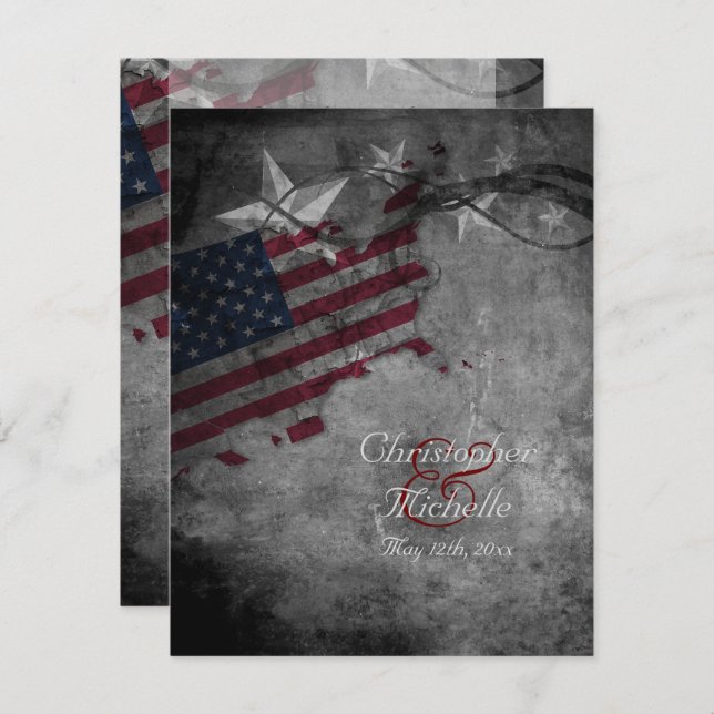 Patriotic US American Flag and Stars Wedding Invitation (Front/Back)
