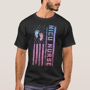 Patriotic Us American Flag Cute Nicu Nurse Patriot T-Shirt