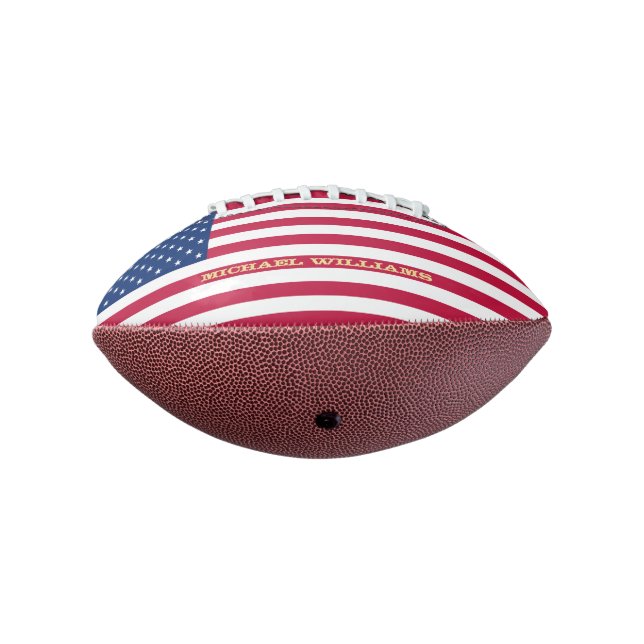 Patriotic US American Flag Monogrammed Team Player Football (Rotated 270)