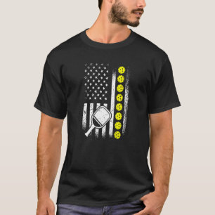 Patriotic Us American Flag Pickleball Player T-Shirt