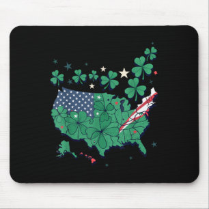 Patriotic Us Clover Map - Shamrock Proud American Mouse Pad