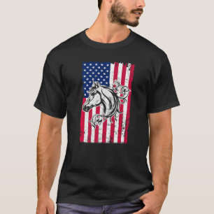 Patriotic Us Flag 4th Of July Horse T-Shirt