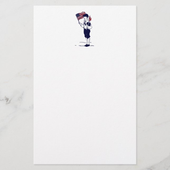 Patriotic US Flag and Fireworks Boy Stationery (Front)
