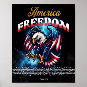 Patriotic US Flag & Bald Eagle Design Poster